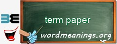 WordMeaning blackboard for term paper